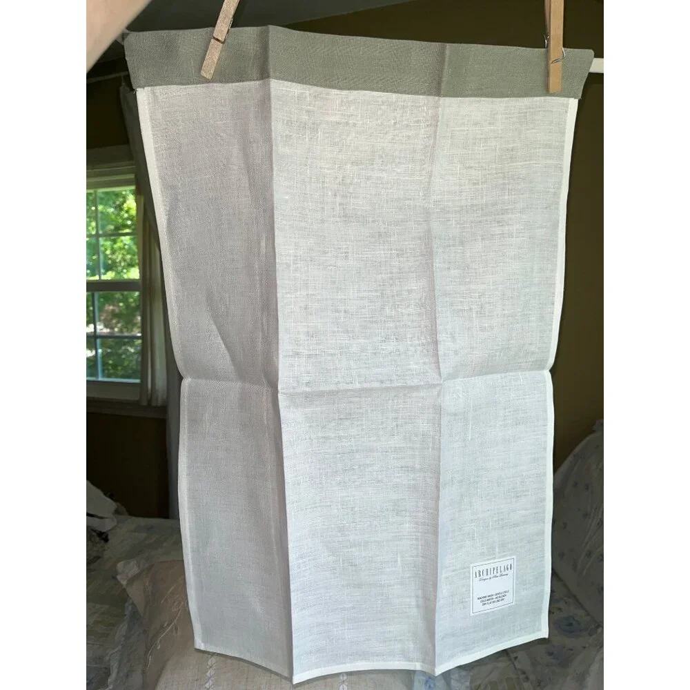 NIP Archipelago 4 Linen Hand Towels Set Ivory Sage Nina Ramsey Classic Gift